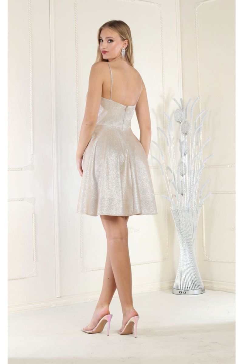 V-Neck Knee-Length Satin Cocktail A-Line May Queen 1959