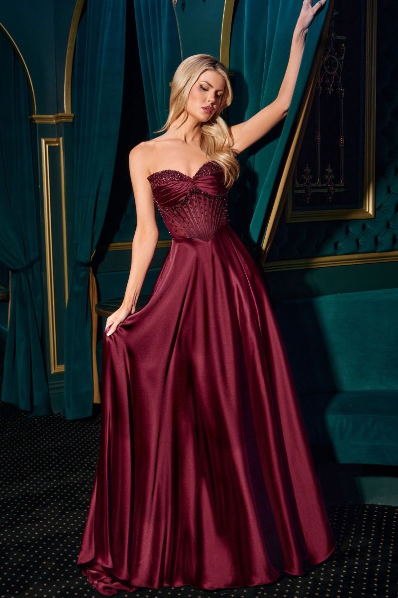 LaDivine CD297 Prom Long Corset Beaded A Line Formal Gown – The