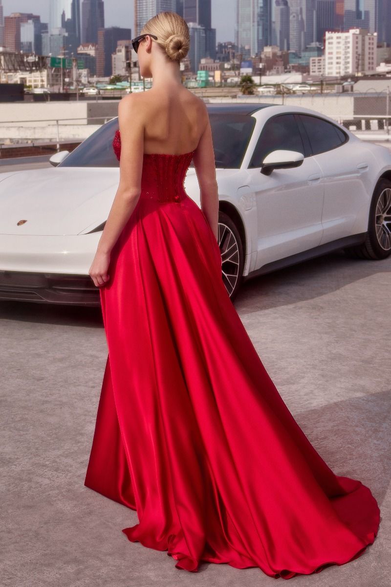 Prom Dresses Prom Long Corset Beaded A Line Formal Gown Red