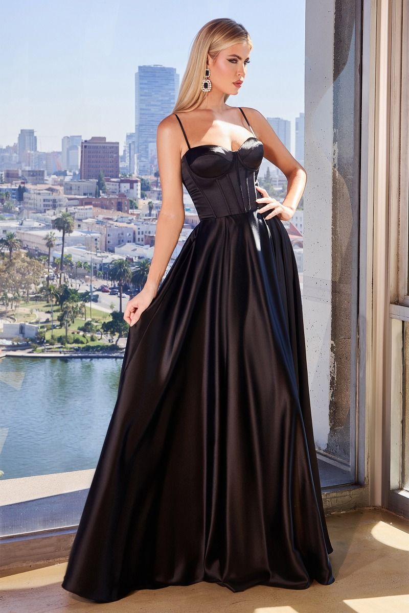 Prom Dresses A Line Satin Prom Dress Black