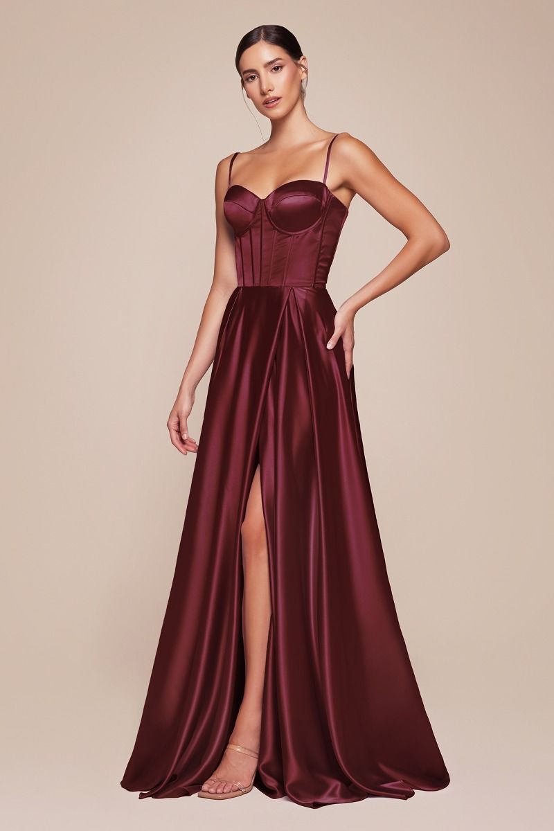 Formal A-Line Prom Long Dress by LaDivine CD337 - Burgundy / 4 Formal A-Line Prom Long Dress by LaDivine CD337 - Burgundy / 4