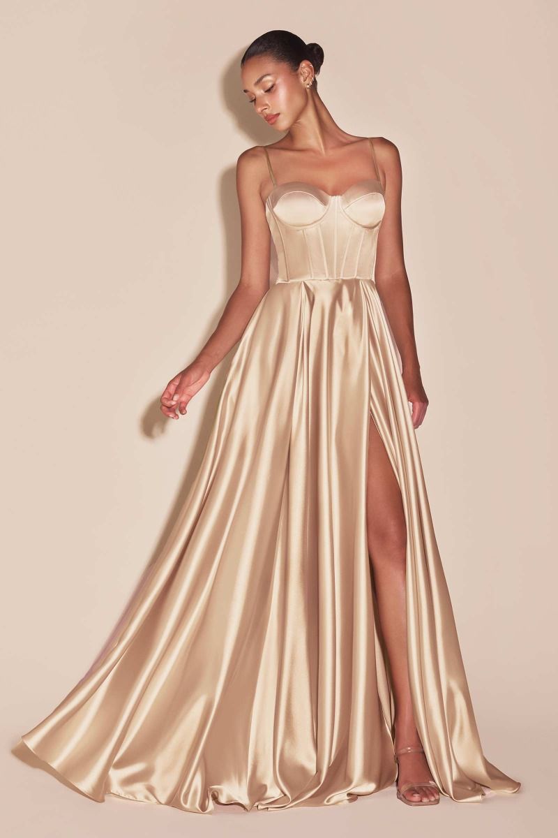 Navy LaDivine CD337 Formal A Line Prom Long Dress