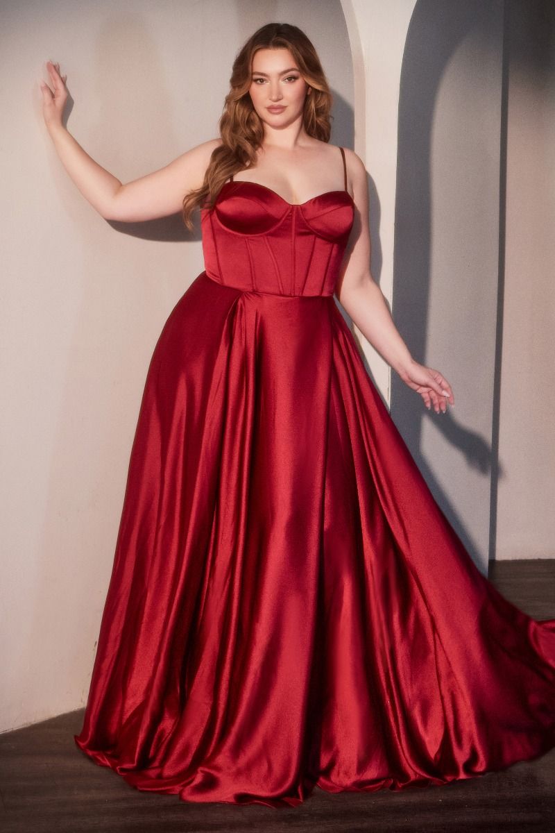 Plus Size Dresses Long Plus Size Formal Corset Dress Red