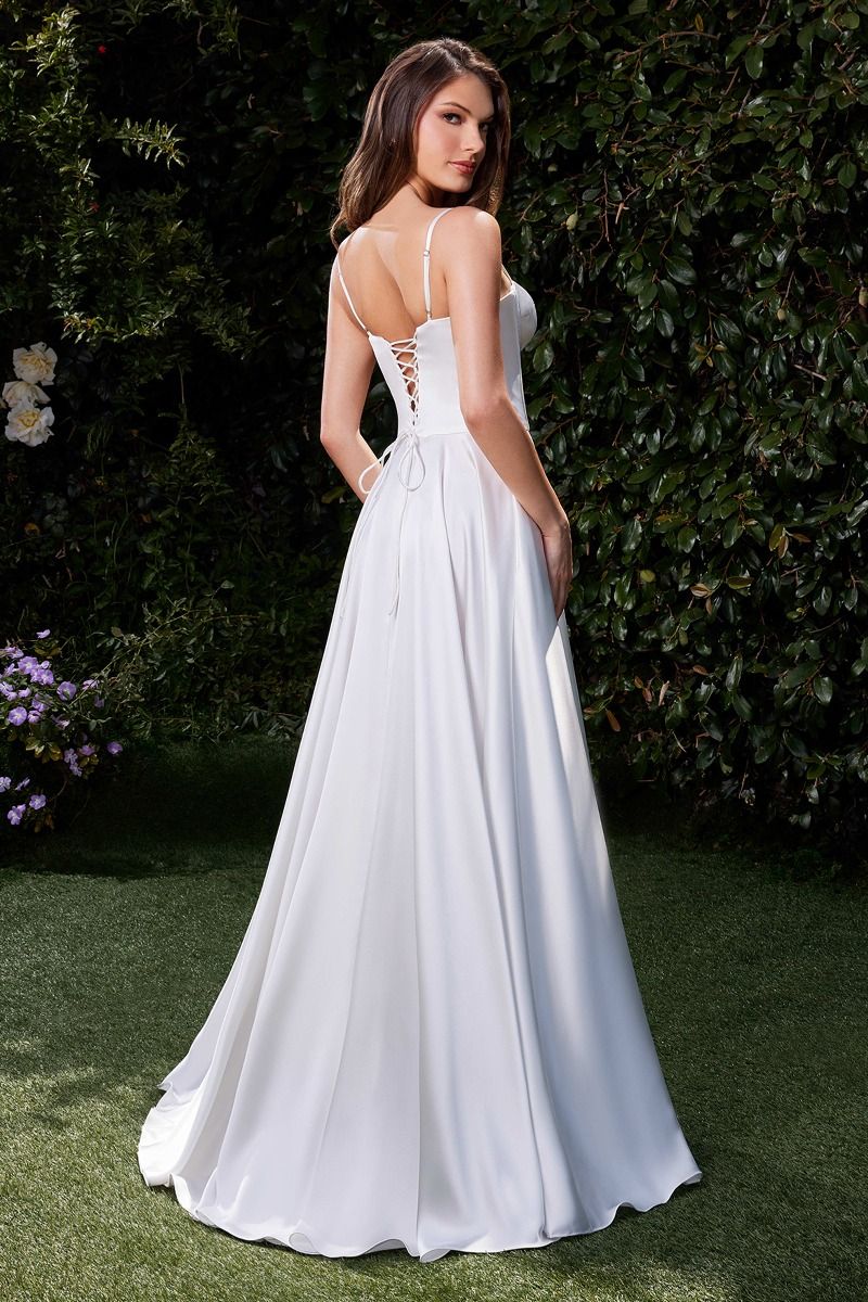 LaDivine CD337W Long Simple A Line Corset Wedding Dress