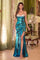 Prom Dresses Metallic Beaded Formal Prom Long Dress Teal