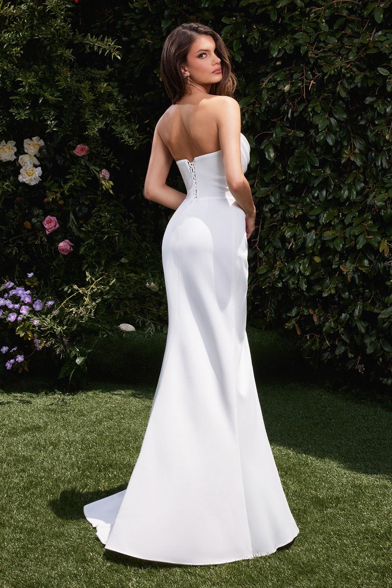LaDivine CD355W Fitted Long Slit Wedding Dress