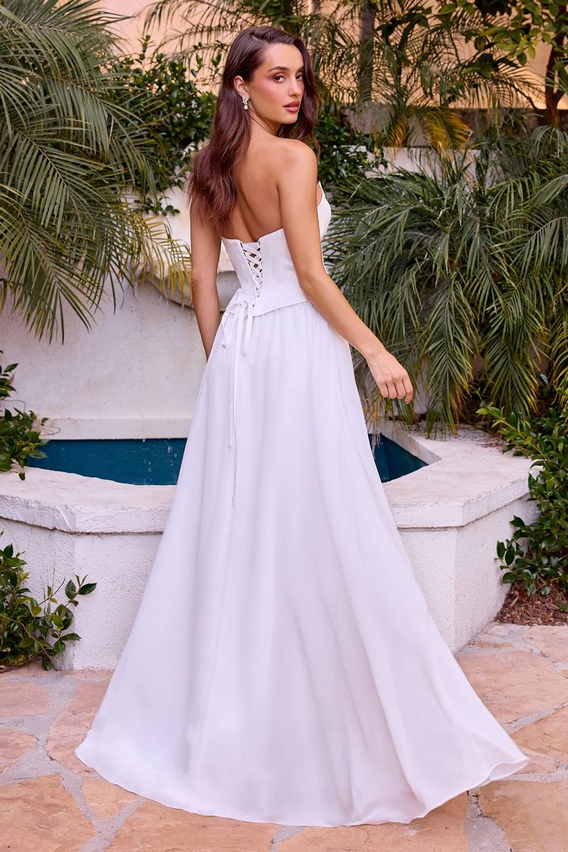 Prom Dresses Corset Formal Long A Line Prom Dress Off White