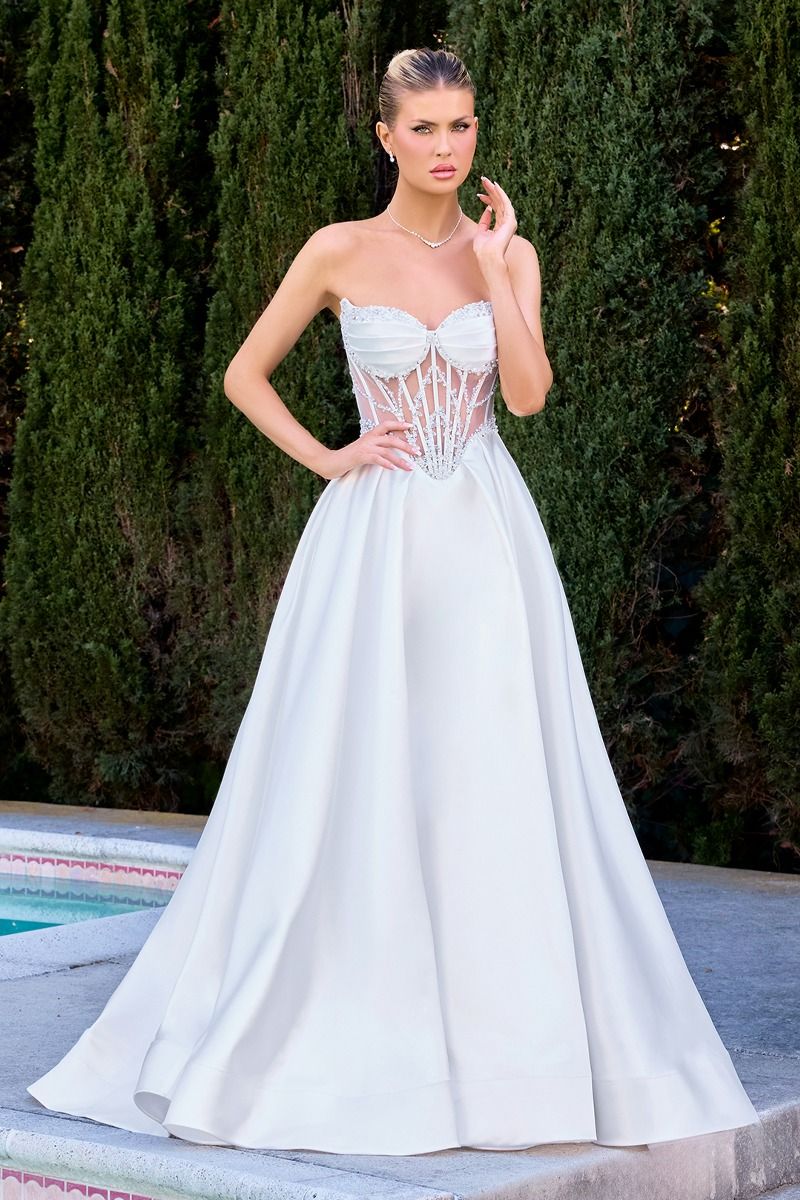 Wedding Dresses Long A Line Bridal Corset Wedding Dress LaDivine CD389W Off White