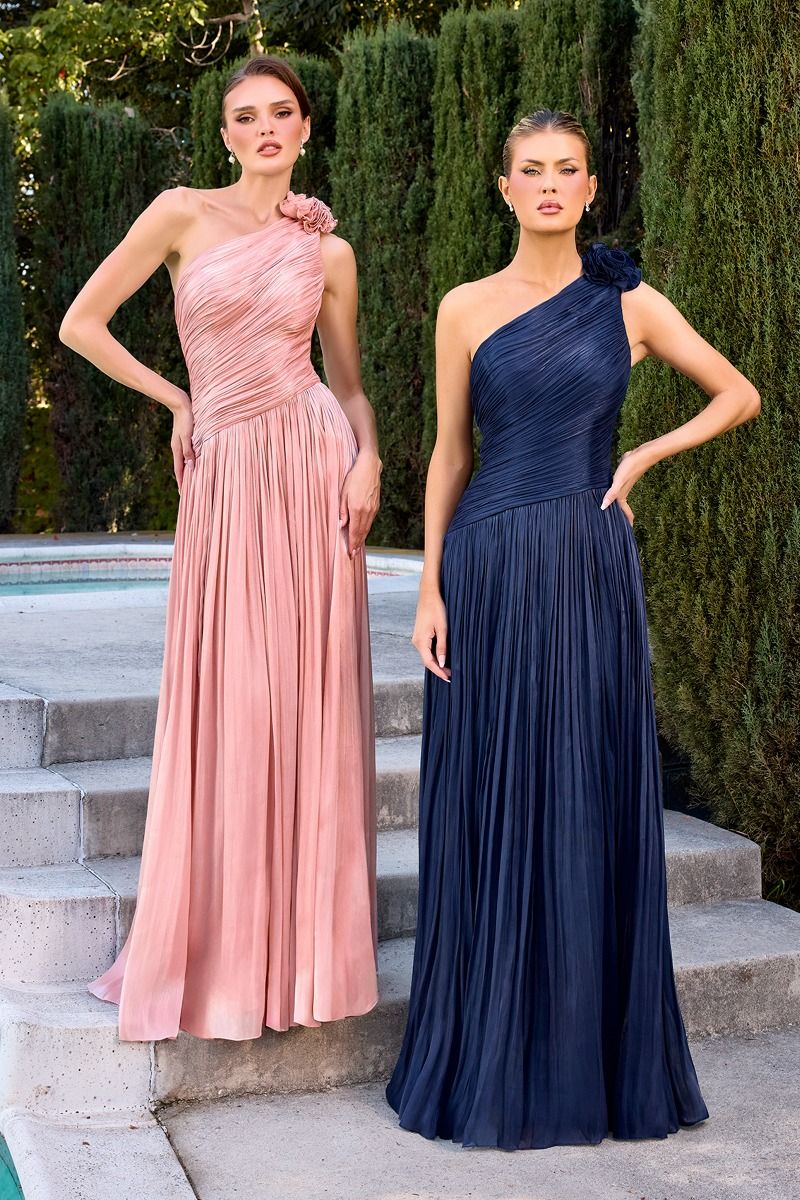 Formal Dresses Long A line Pleated Formal Prom Dress LaDivine CD415 Navy
