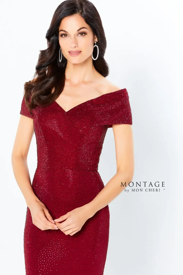 Montage 220949 Long Beaded V Neck Formal Dress
