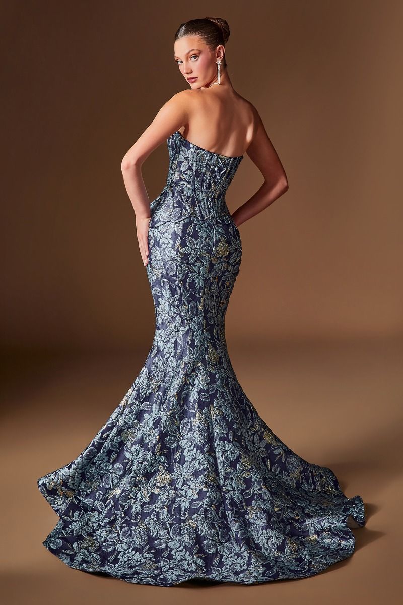 Strapless Curved Neck Floor-Length Satin Occasion Mermaid LaDivine 655