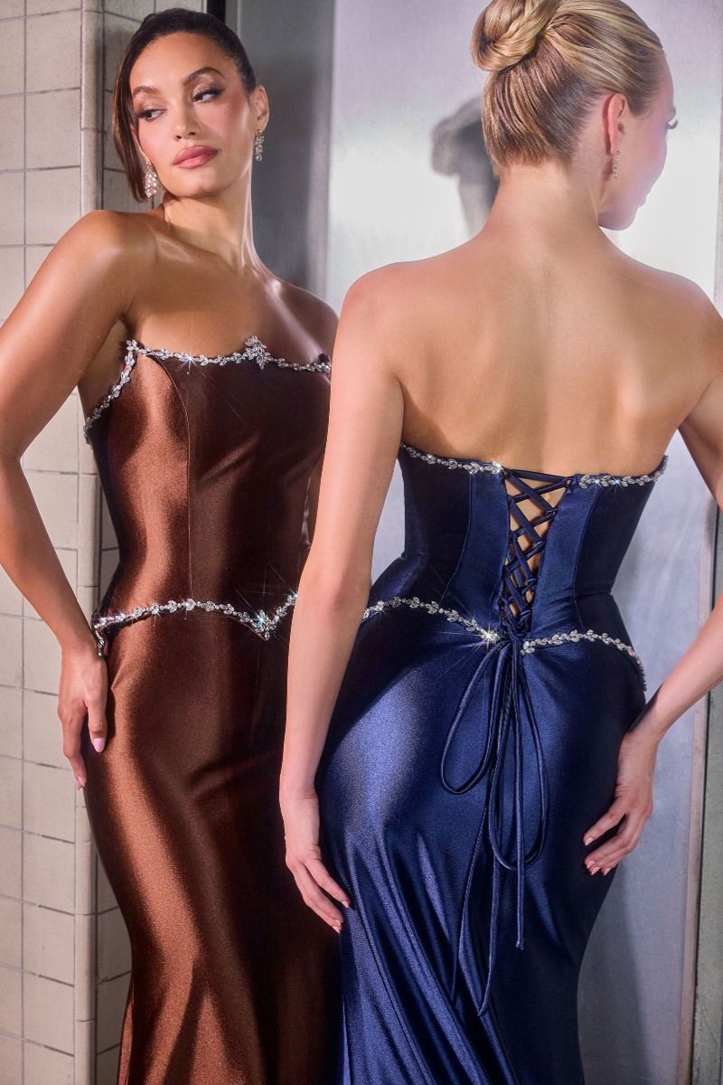 Prom Dresses Fitted Corset Long Formal Prom Dress Espresso