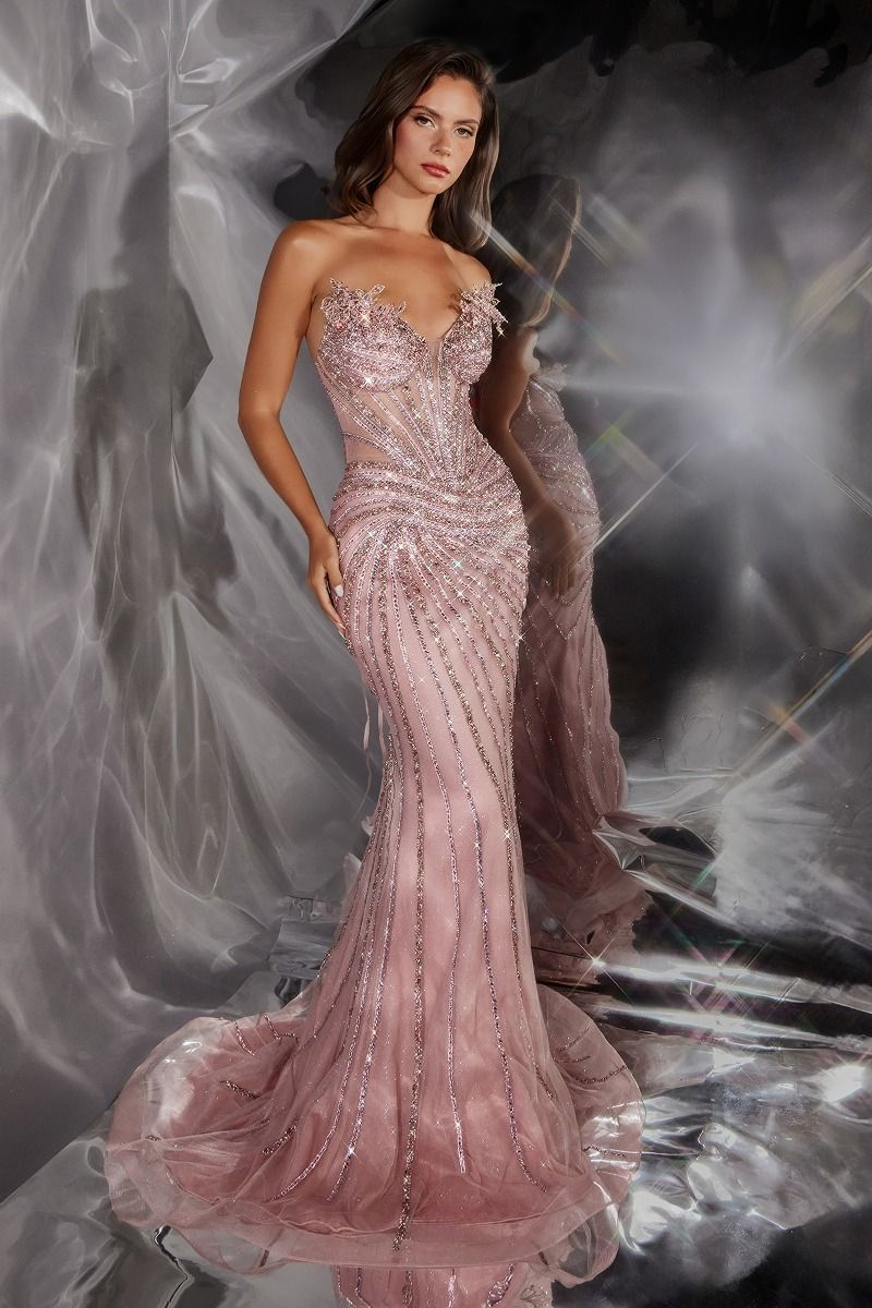 Prom Dresses Glitter Formal Long Mermaid Corset Prom Dress Silver Rose