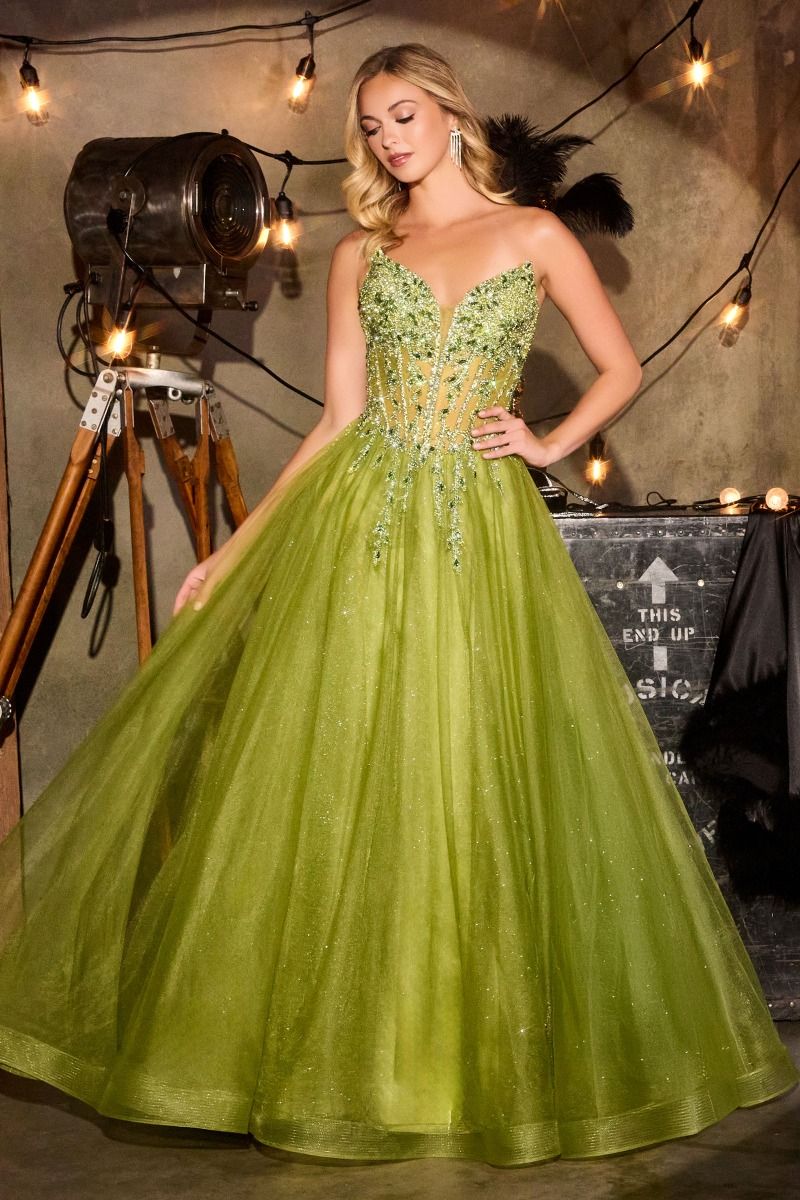 LaDivine CD721 Long Formal A Line Corset Sequin Prom Dress – The