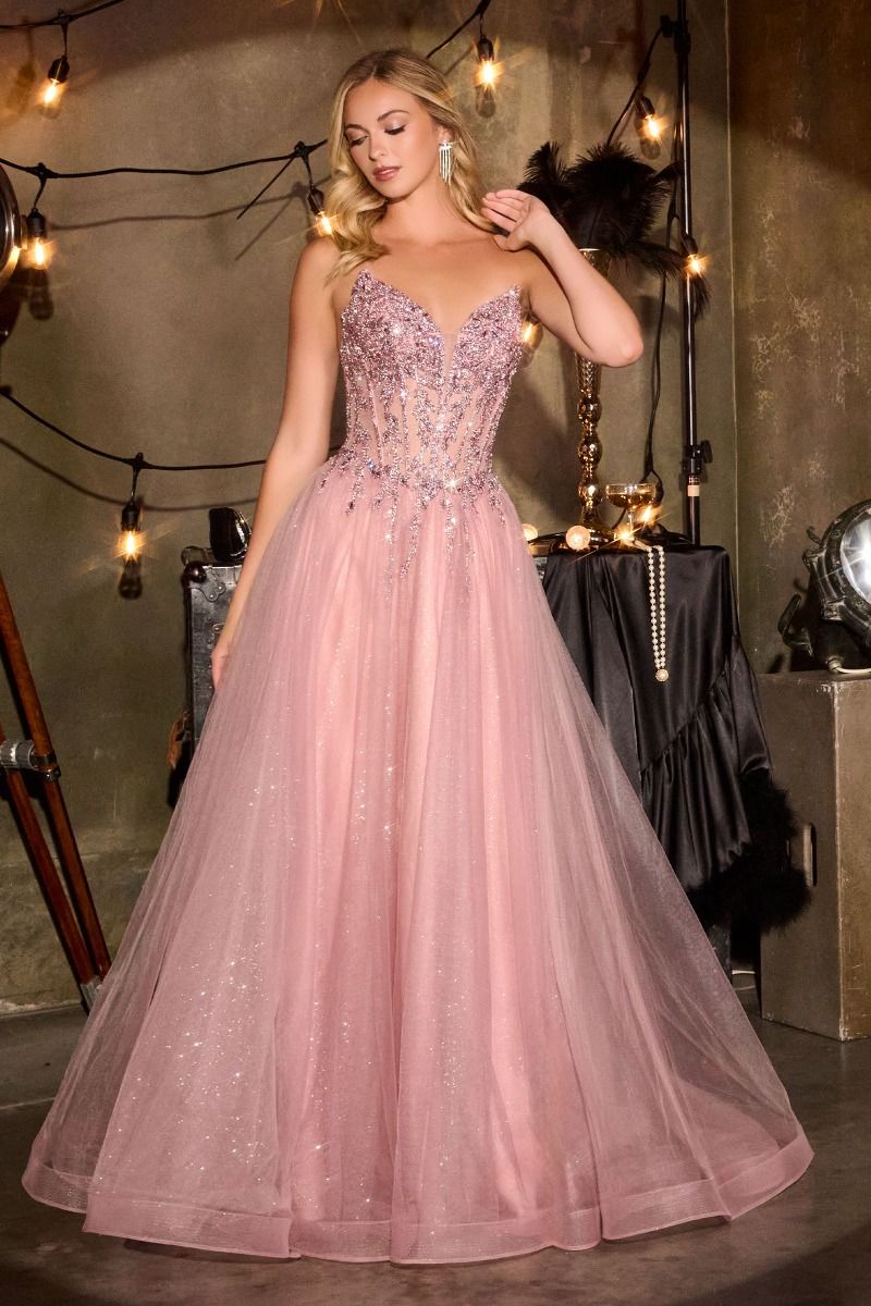 Prom Dresses Long Formal A Line Corset Sequin Prom Dress MAUVE