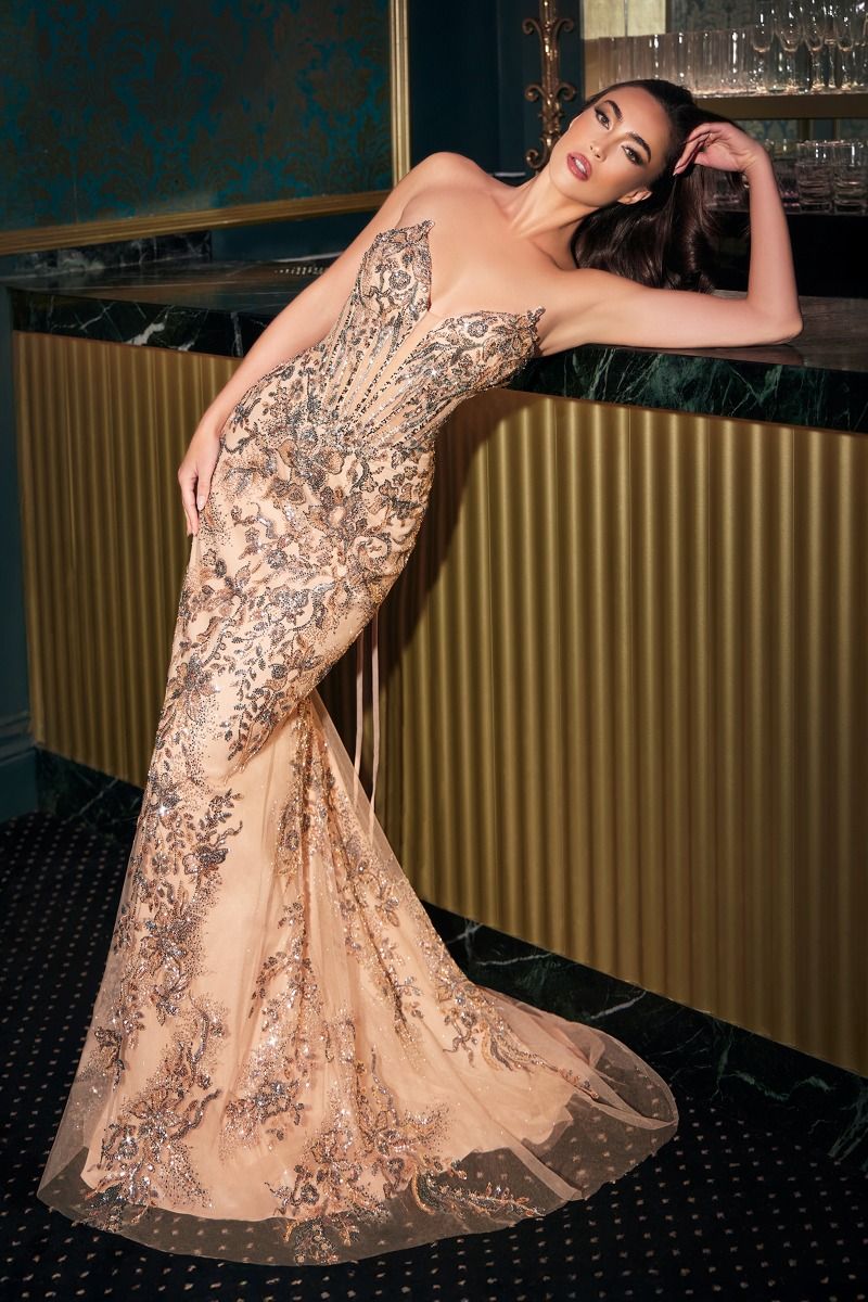 LaDivine CD723 Long Sequin Formal Prom Dress