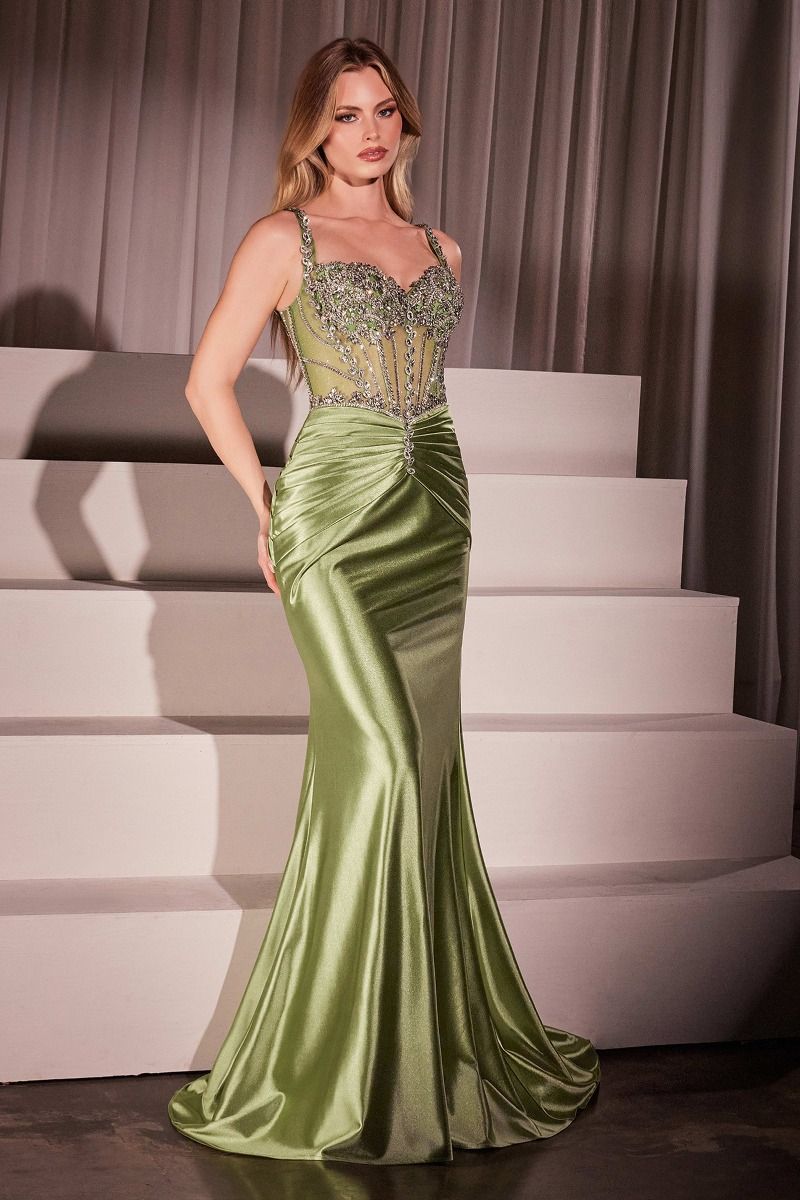 LaDivine CD757 Beaded Long Formal Fitted Corset Prom Dress