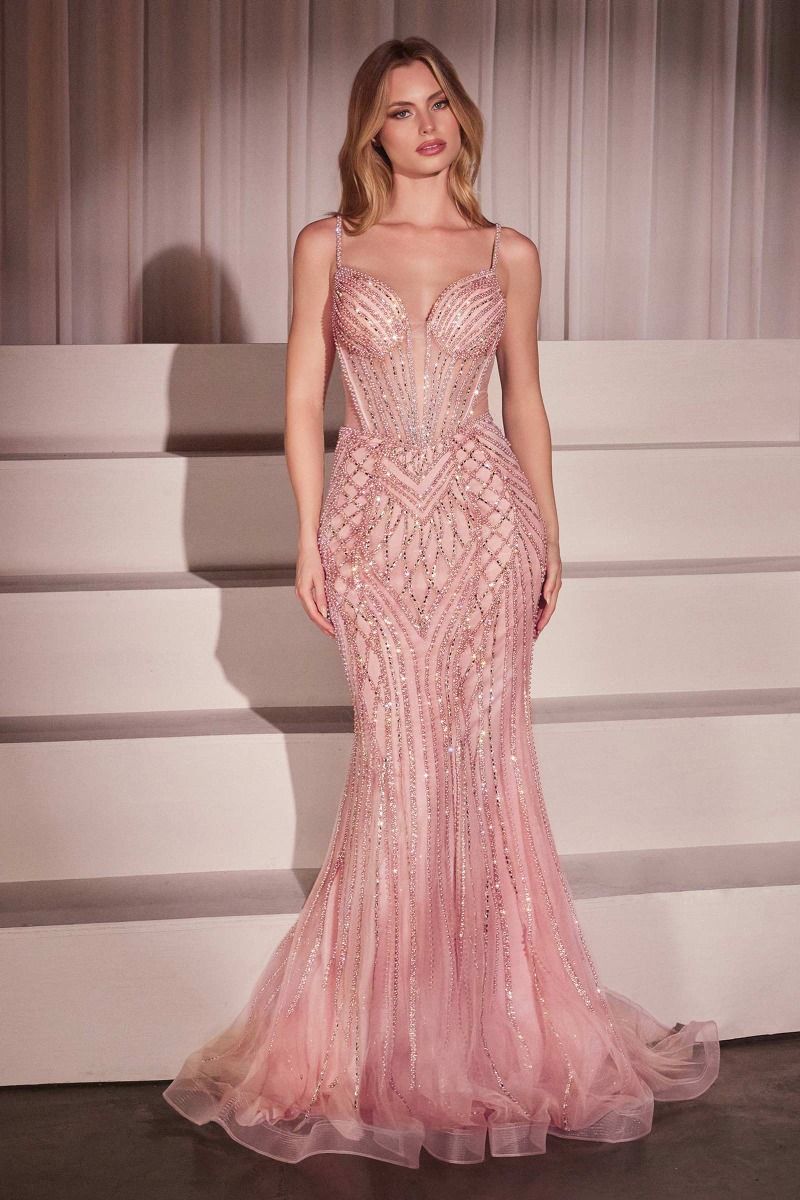 Prom Dresses Prom Long Corset Beaded Formal Gown Rose Pink