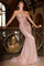 Prom Dresses  Long Fitted Formal Beaded Prom Gown Rose Gold