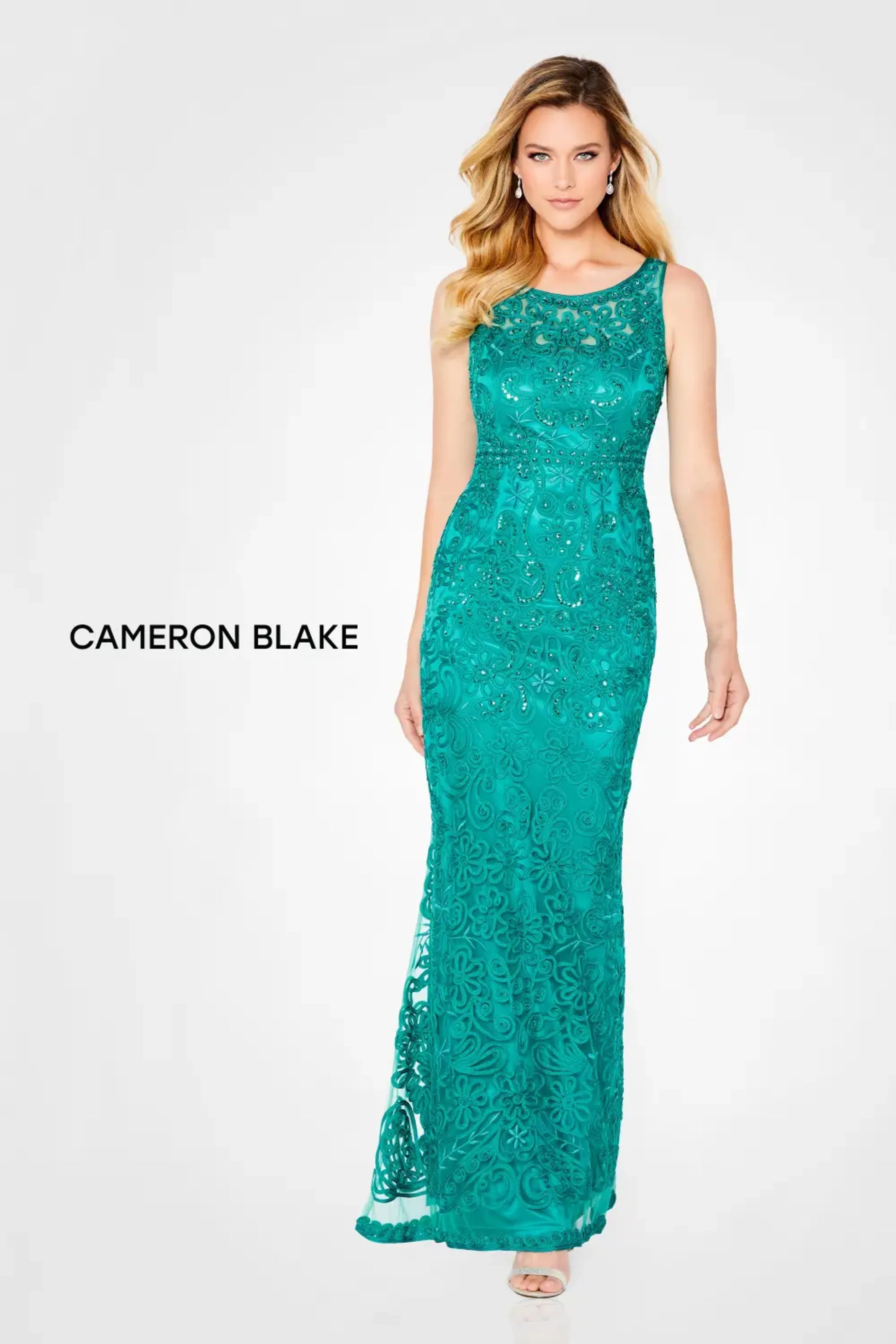 Cameron Blake 115604 A Line Beaded Formal Long Evening Gown