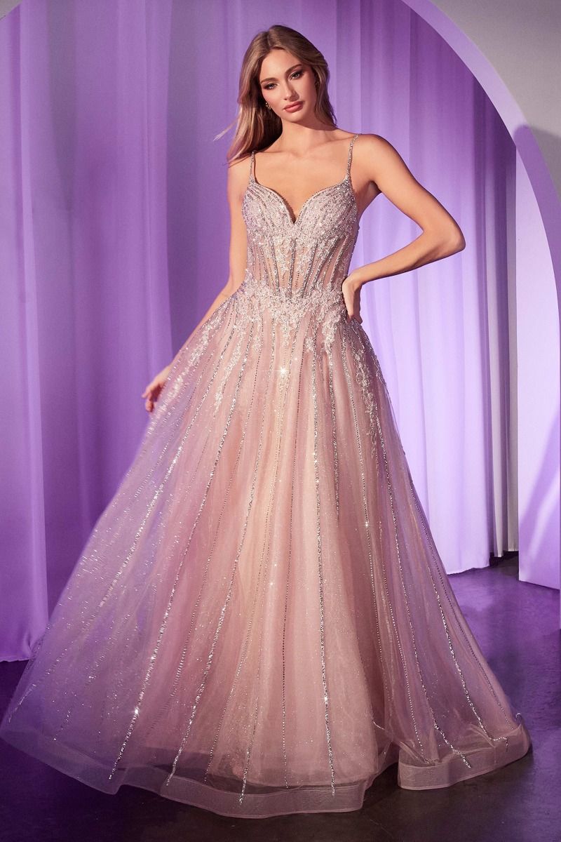 LaDivine CD786 Beaded Long Formal Prom A Line Dress