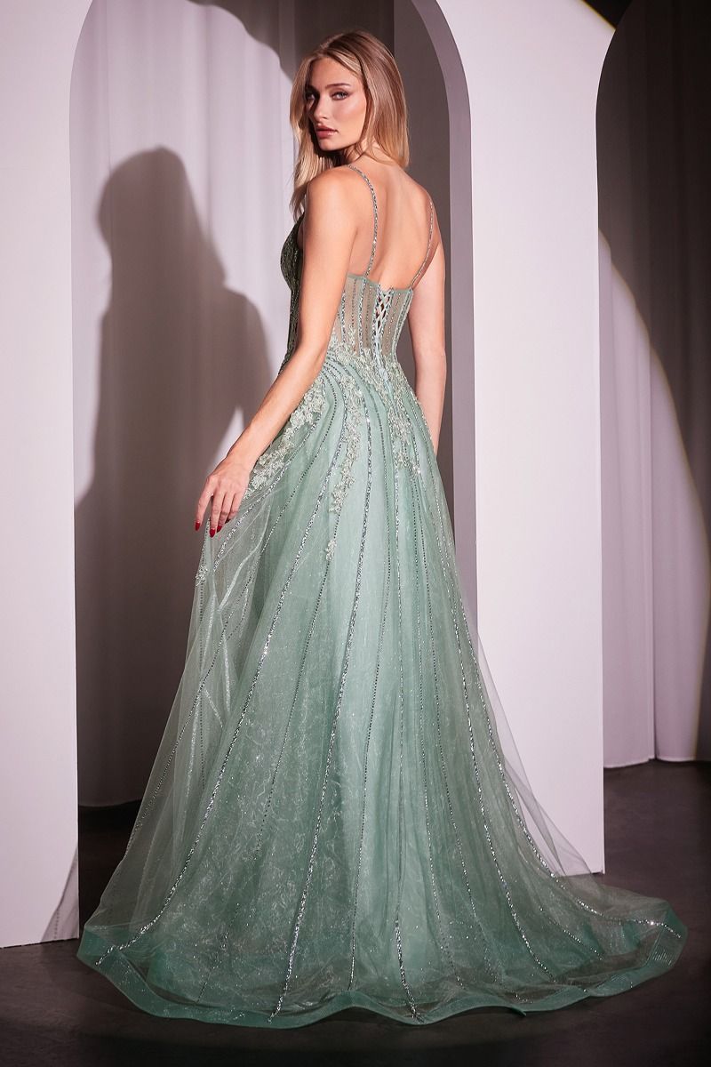 LaDivine CD786 Beaded Long Formal Prom A Line Dress