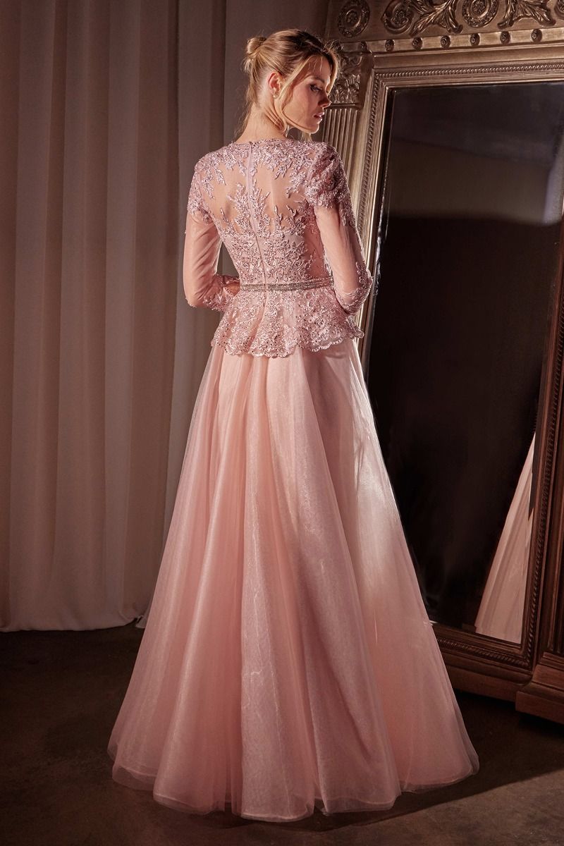 LaDivine CD789 Long Mother of the Bride Peplum Formal Dress