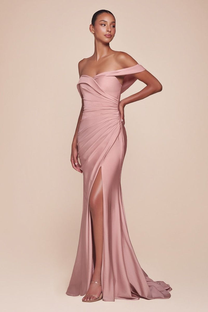 Prom Dresses Long Formal Prom Pleated Dress Dusty Rose