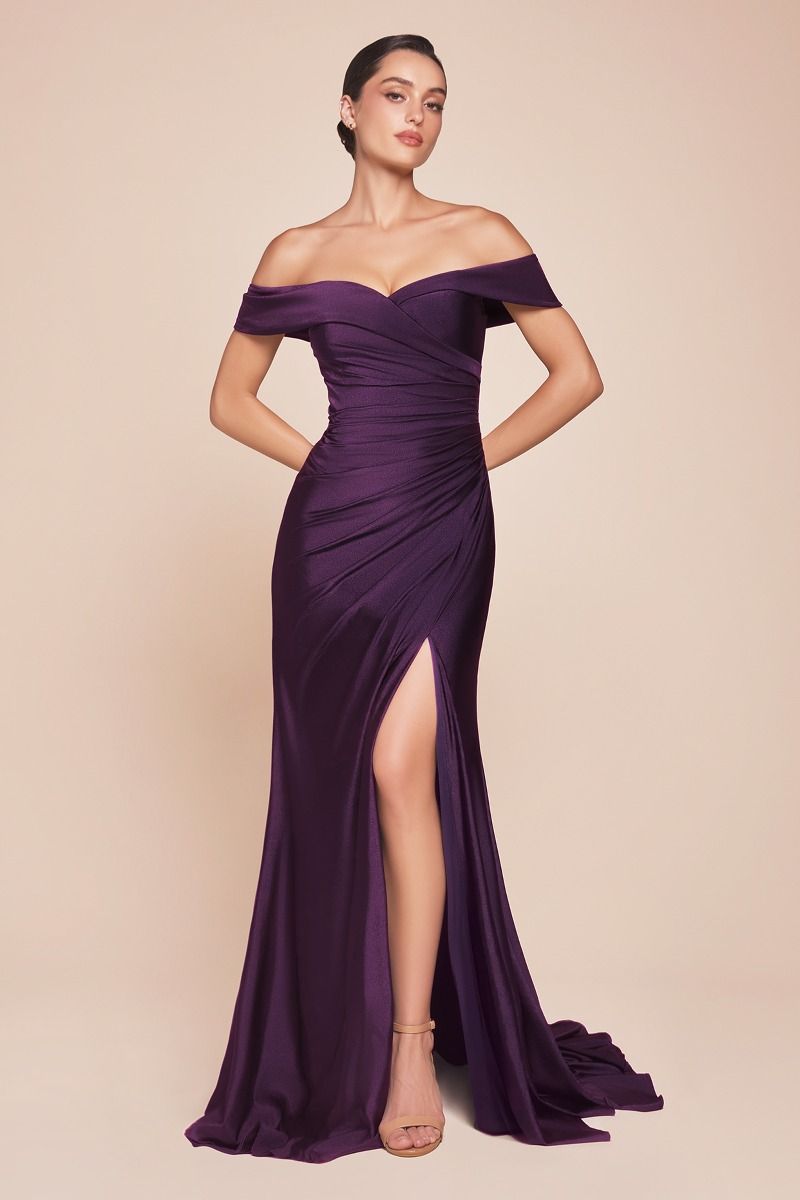 LaDivine CD790 Long Formal Prom Pleated Dress - Red / 8 LaDivine CD790 Long Formal Prom Pleated Dress - Red / 8
