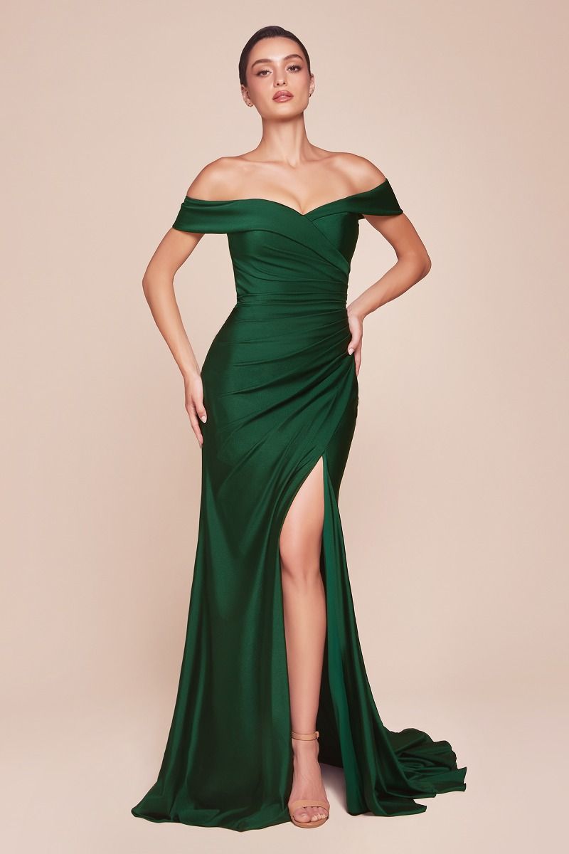 hunter green off the shoulder prom dress A-Line Off Shoulder Green Long Prom Dress, Green Formal Dress