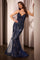 Prom Dresses Long Beaded Formal Fitted Prom Dress Navy Nude