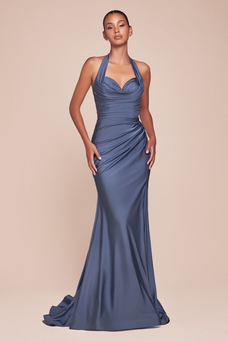 LaDivine CD796 Long Fitted Formal Slit Prom Dress