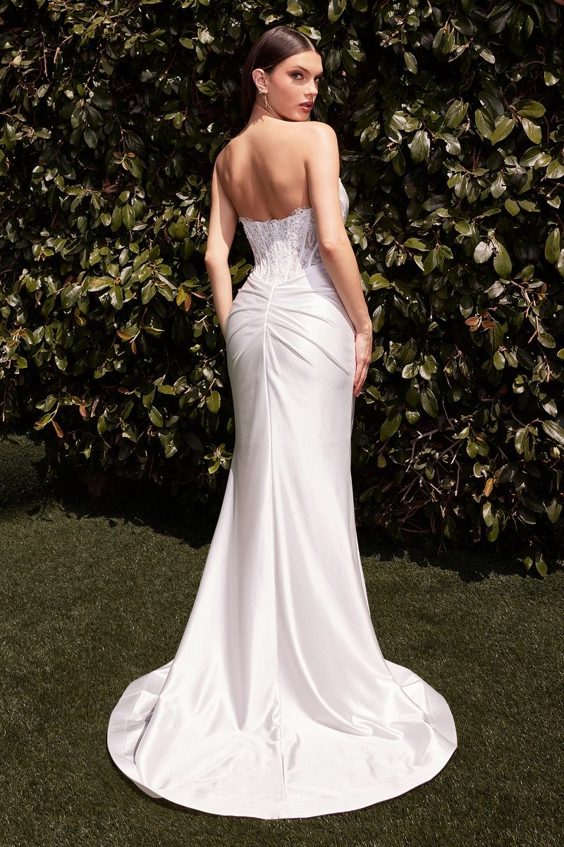 Wedding Dresses Fitted Long Bridal Gown Pleated Lace Wedding Dress Off White