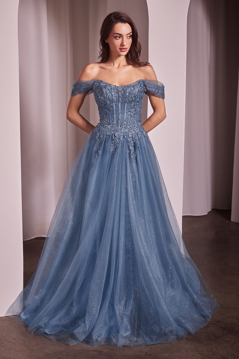 LaDivine CD799 Long Ball Gown A Line Corset Prom Dress
