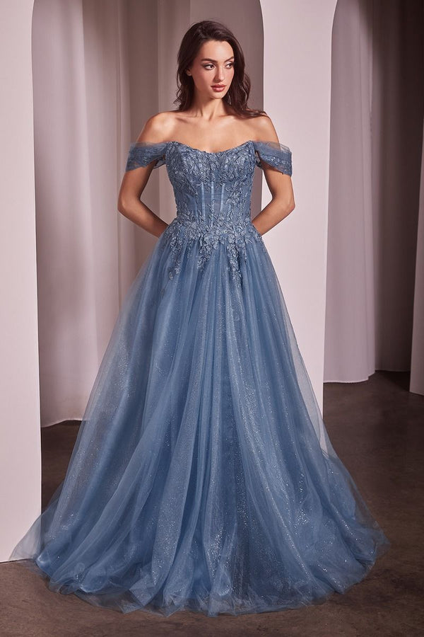 LaDivine CD799 Long Ball Gown A Line Corset Prom Dress
