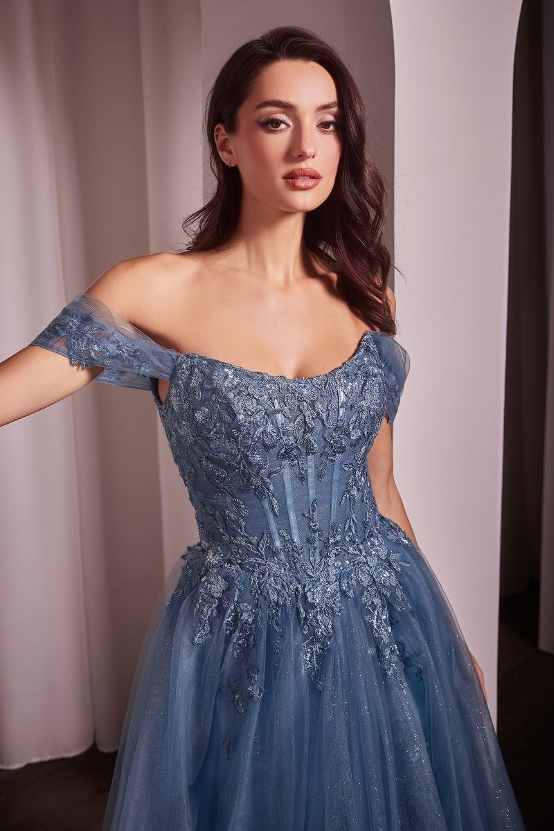 LaDivine CD799 Long Ball Gown A Line Corset Prom Dress