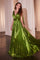 Formal Dresses Long Pleated Formal Prom Cape Dress Greenery