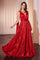 Formal Dresses Long Pleated Formal Prom Cape Dress Red