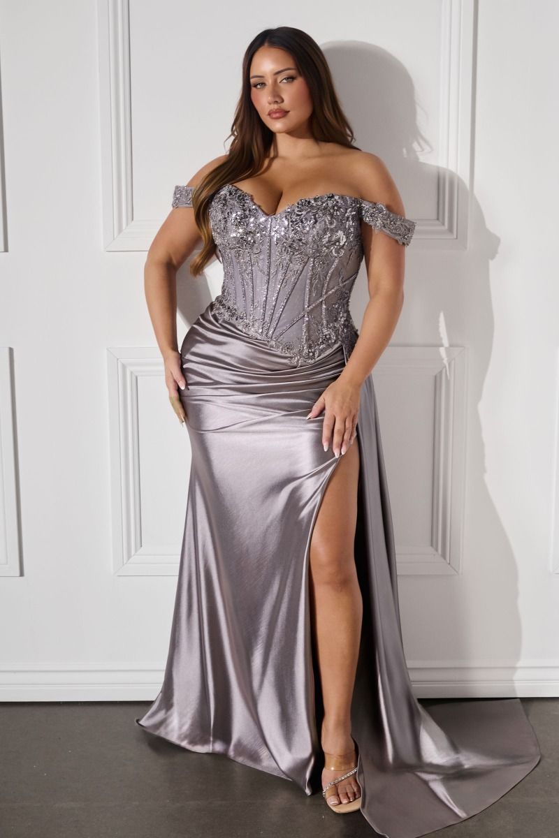 Prom Dresses Fitted Sequin Long Prom Evening Dress French Grey