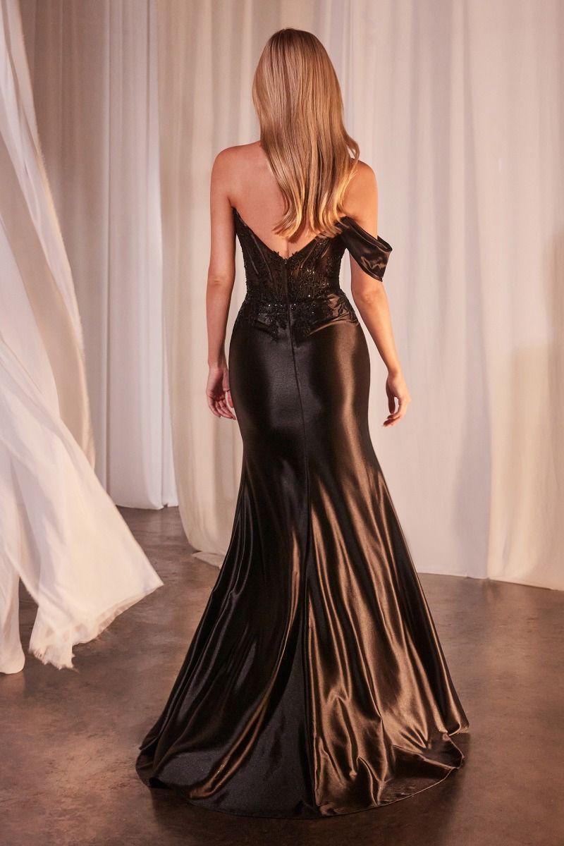 LaDivine CD804 Long Formal Fitted Applique Prom Gown