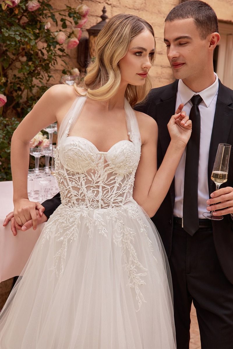 LaDivine CD827W Long Bridal Gown A Line Corset Wedding Dress