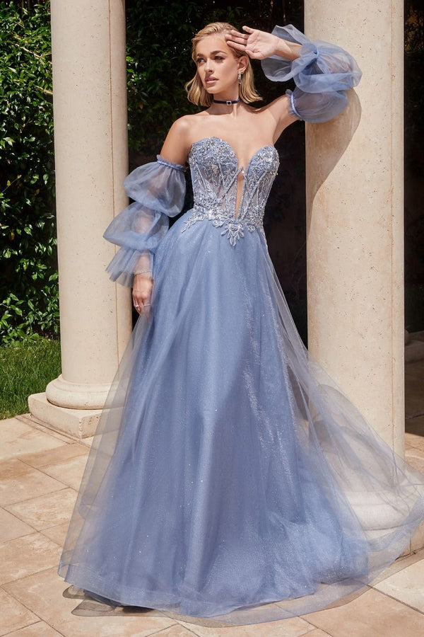 LaDivine CD830 Beaded Long Formal Ball Gown Fitted Prom Dress