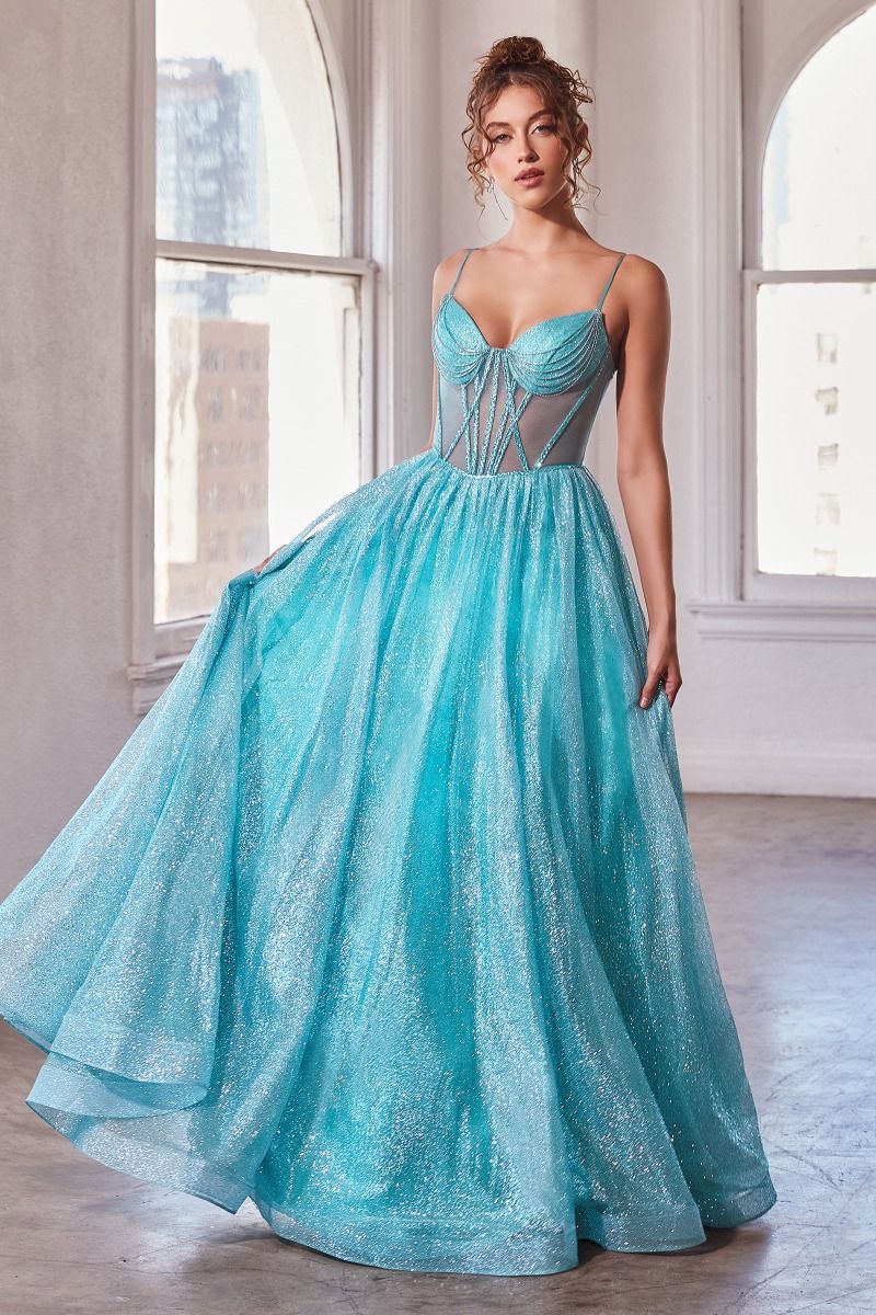 LaDivine CD832 Glitter Ball Gown Long Corset Prom Gown