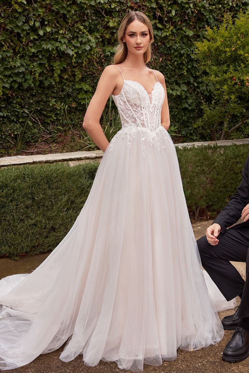 LaDivine CD854W Long A Line Lace Applique Wedding Dress LaDivine CD854W Long A Line Lace Applique Wedding Dress