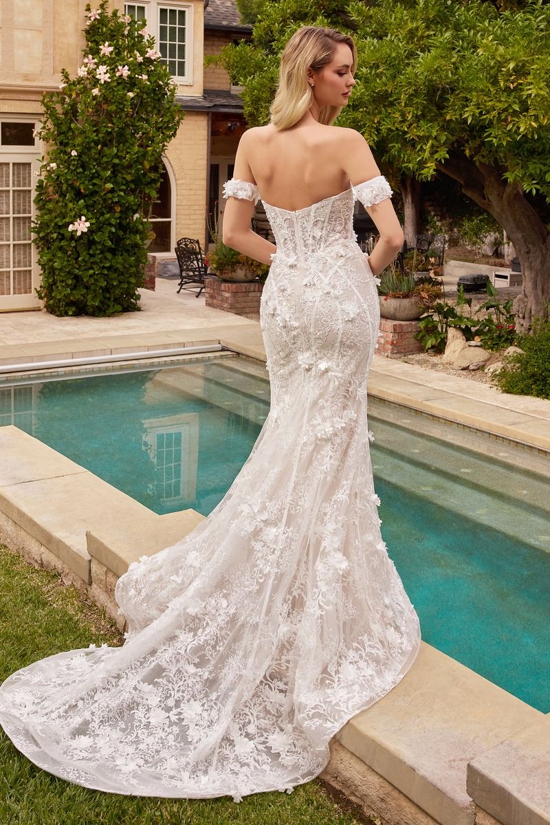 LaDivine CD861W Long Fitted Corset Overskirt Wedding Dress LaDivine CD861W Long Fitted Corset Overskirt Wedding Dress