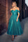 Cocktail Dresses Prom Off Shoulder Glitter Tea Length Dress Turquoise
