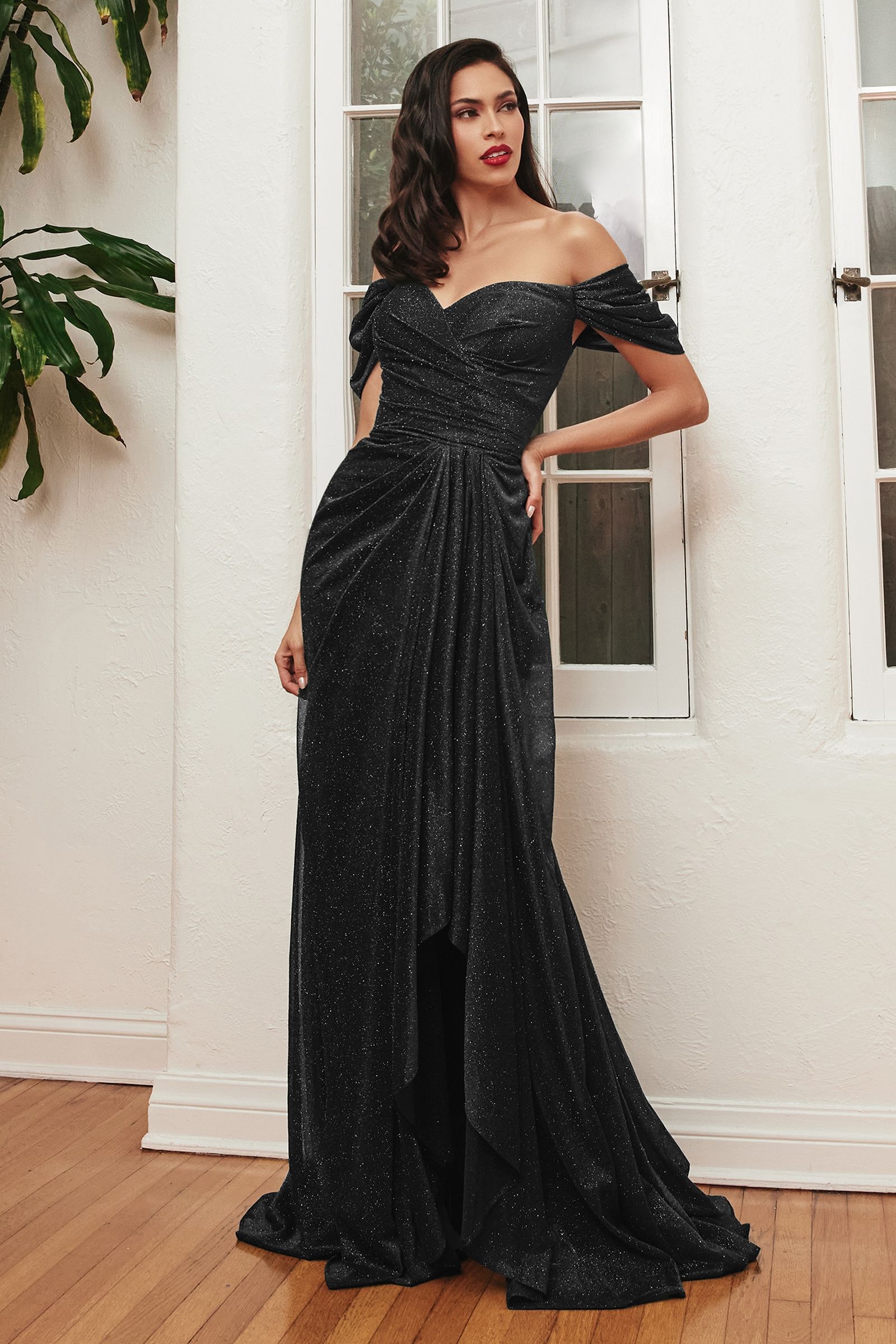 off the shoulder long black dress Long Formal Dress cd878 by Ladivine Emerald / 8