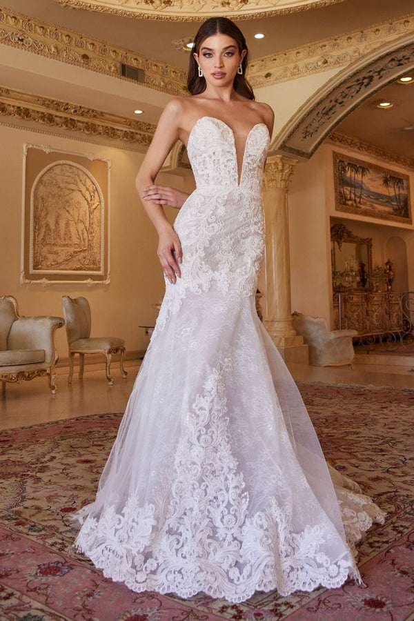 LaDivine CD928 Long Mermaid Lace Wedding Dress