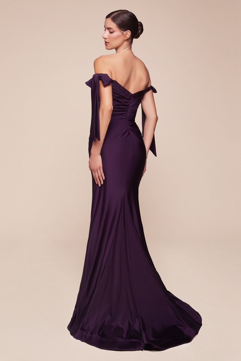 Off-the-Shoulder Floor-Length Satin Occasion Mermaid LaDivine 943