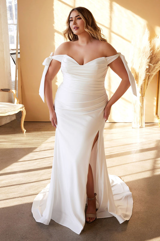 Wedding Dresses  Simple Plus Size Long Fitted Wedding Dress Off White